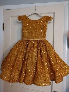 NWT Gold Sequin Girls' Formal Dress